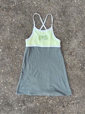 Esprit Lime Green and Gray Cross-Back Tank Dress